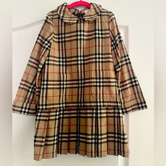 Burberry Kids Plaid Dress - Beige and Black - Picture 1 of 6